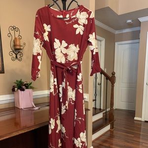 SHEIN XL 3/4 sleeve dress. Burgundy/ cream floral